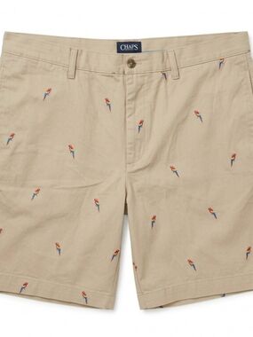 Chaps Tan Embroidered Parrot Cargo Shorts